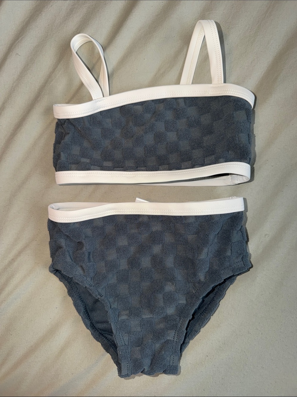 Lauren Conrad Baby Girl- Textured Two-Piece Bikini Set with White Trim